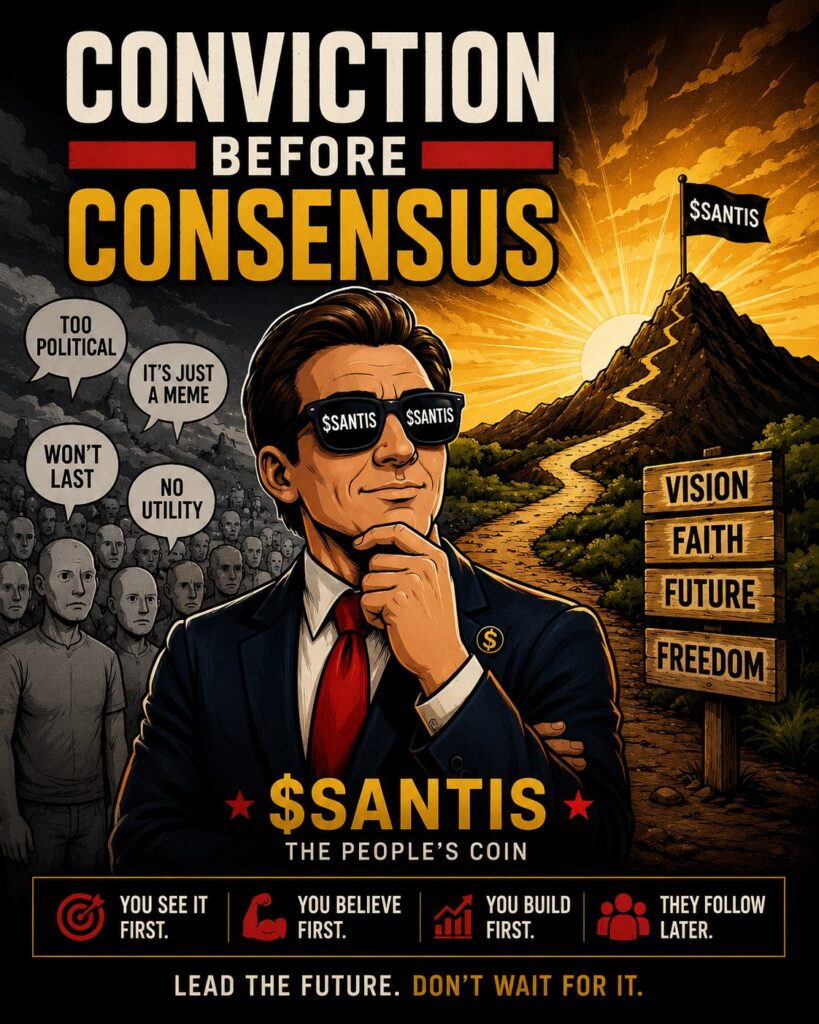 Conviction Before Consensus. SANTIS Meme